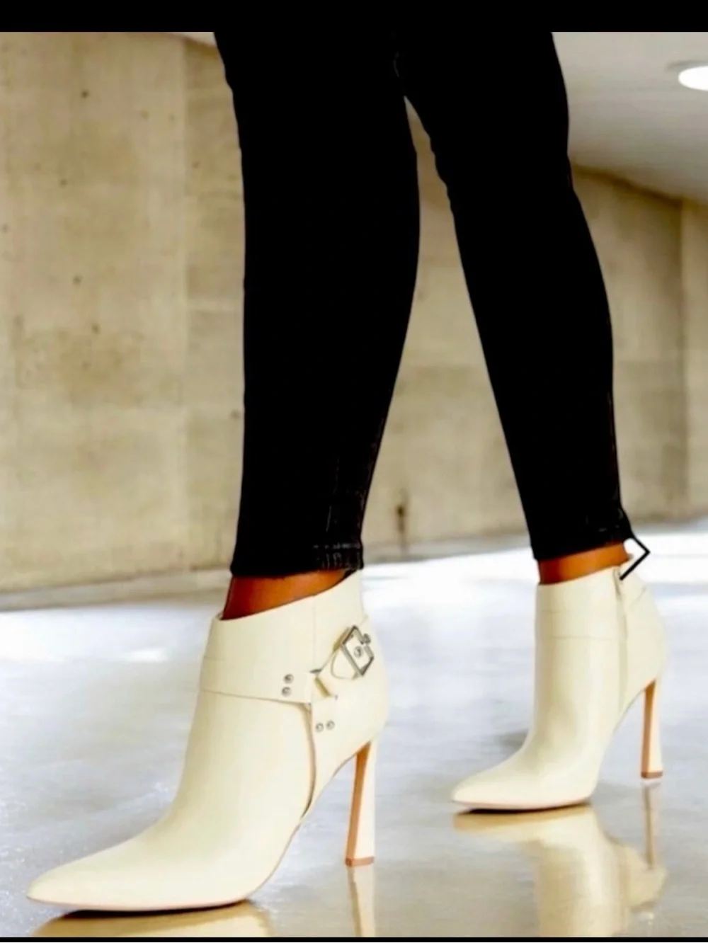 SHOE DAZZLE HENDRIX color Birch Pointed-Toe High-Heel Ankle Boots Size:8.5